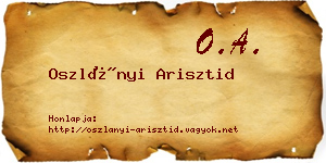 Oszlányi Arisztid névjegykártya